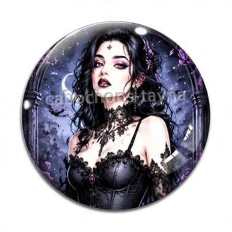 Cabochon Verre - femme gothique