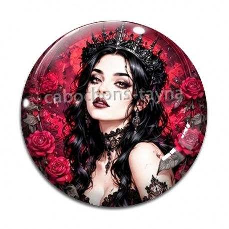 Cabochon Verre - femme gothique