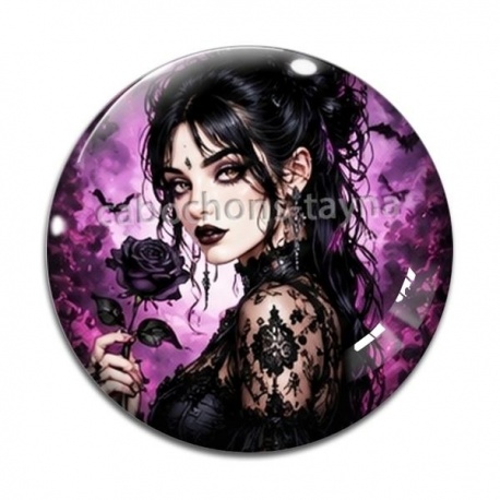 Cabochon Verre - femme gothique