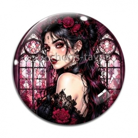 Cabochon Verre - femme gothique