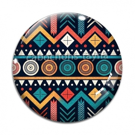 Cabochon Verre - fond aztèque