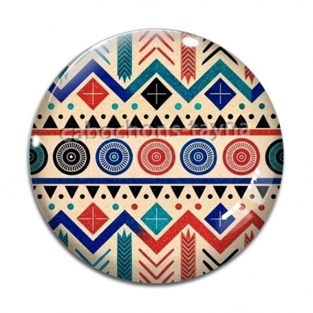 Cabochon Verre - fond aztèque
