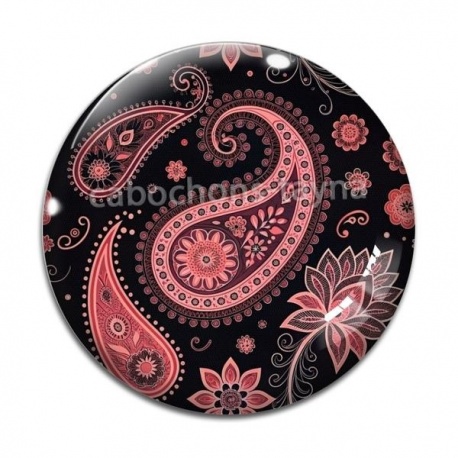 Cabochon Verre - feuile et fleur