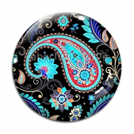 Cabochon Verre - feuille et fleur