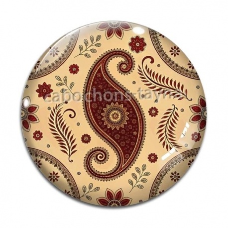 Cabochon Verre - feuille et fleur