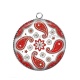 Pendentif Cabochon Argent - feuille et fleur