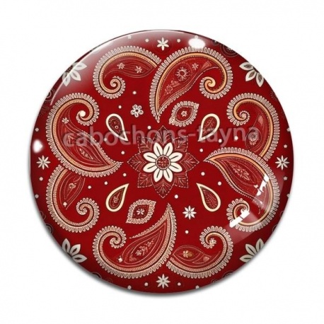 Cabochon Verre - feuille et fleur