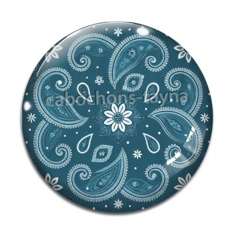 Cabochon Verre - feuille et fleur