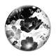 Cabochon Verre - fleur noir et blanc