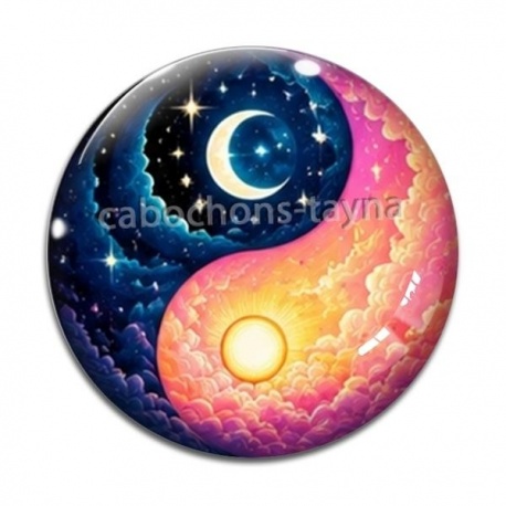 Cabochon Verre - yin yang