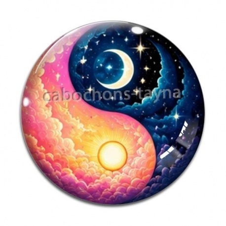 Cabochon Verre - yin yang