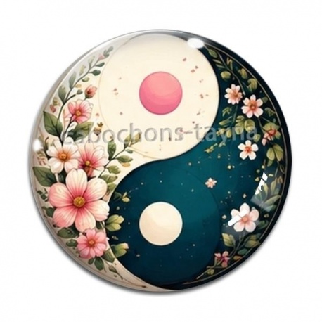 Cabochon Verre - yin yang 