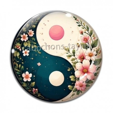Cabochon Verre - yin yang 