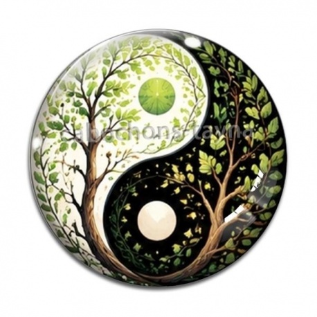 Cabochon Verre - yin yang 