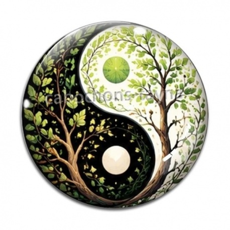 Cabochon Verre - yin yang 