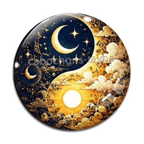 Cabochon Verre - yin yang 