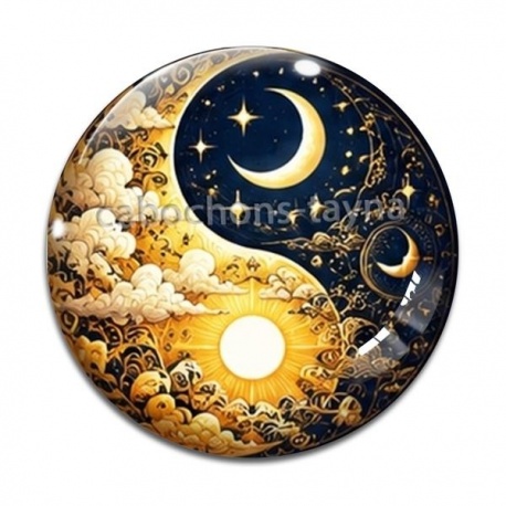 Cabochon Verre - yin yang 