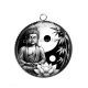 Pendentif Cabochon Argent - bouddha méditation yin yang 