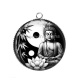 Pendentif Cabochon Argent - bouddha méditation yin yang 