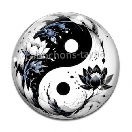 Cabochon Verre -  yin yang 