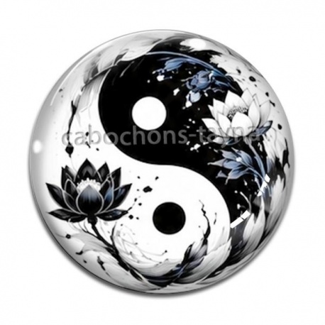 Cabochon Verre - bouddha méditation yin yang 