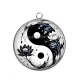 Pendentif Cabochon Argent - bouddha méditation yin yang 