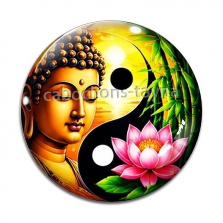 Cabochon Verre - bouddha méditation yin yang 
