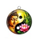 Pendentif Cabochon Argent - bouddha méditation yin yang 