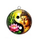 Pendentif Cabochon Argent - bouddha méditation yin yang 