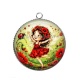 Pendentif Cabochon Argent - petite fée coccinelle coquelicot