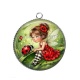 Pendentif Cabochon Argent - petite fée coccinelle coquelicot
