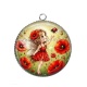 Pendentif Cabochon Argent - petite fée coccinelle coquelicot