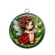 Pendentif Cabochon Argent - petite fée coccinelle coquelicot