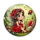 Cabochon Verre - petite fée coccinelle coquelicot