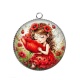 Pendentif Cabochon Argent - petite fée coccinelle coquelicot