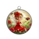 Pendentif Cabochon Argent - petite fée coccinelle coquelicot