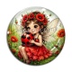 Cabochon Verre - petite fée coccinelle coquelicot
