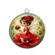 Pendentif Cabochon Argent - petite fée coccinelle coquelicot