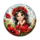 Cabochon Verre - petite fée coccinelle coquelicot