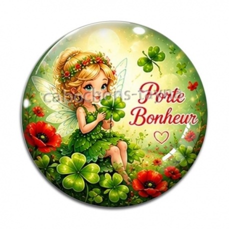 Cabochon Verre - fée porte bonheur