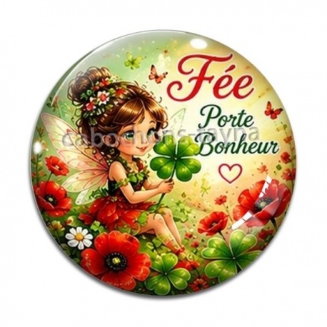 Cabochon Verre - fée porte bonheur