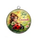 Pendentif Cabochon Argent - fée et coccinelle