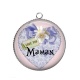 Pendentif Cabochon Argent - i love you maman