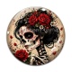 Cabochon Verre - femme squelette fleur