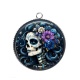 Pendentif Cabochon Argent - femme squelette fleur