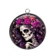 Pendentif Cabochon Argent - femme squelette fleur