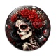 Cabochon Verre - femme squelette fleur