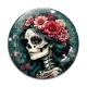 Cabochon Verre - femme squelette fleur