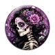 Cabochon Verre - femme squelette fleur