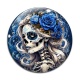 Cabochon Verre - femme squelette fleur
